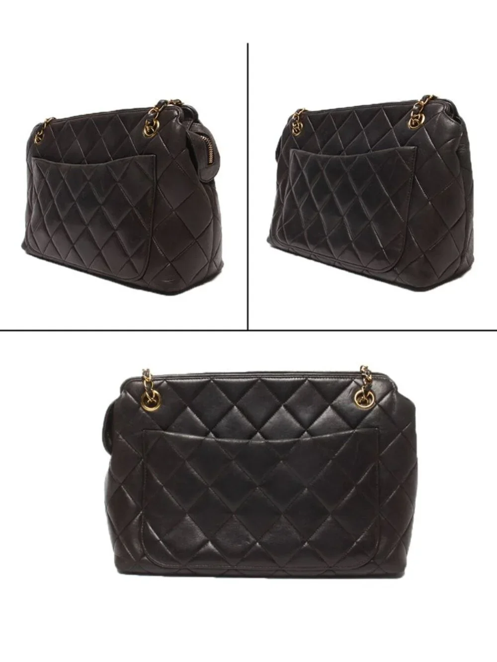 Chanel Chain Shoulder Bag Lambskin Gold Quilted